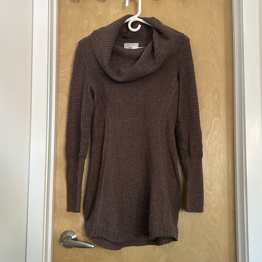 Anthropologie Angel of the North Brown Rosie Cowl Neck Tunic Sweater Small
